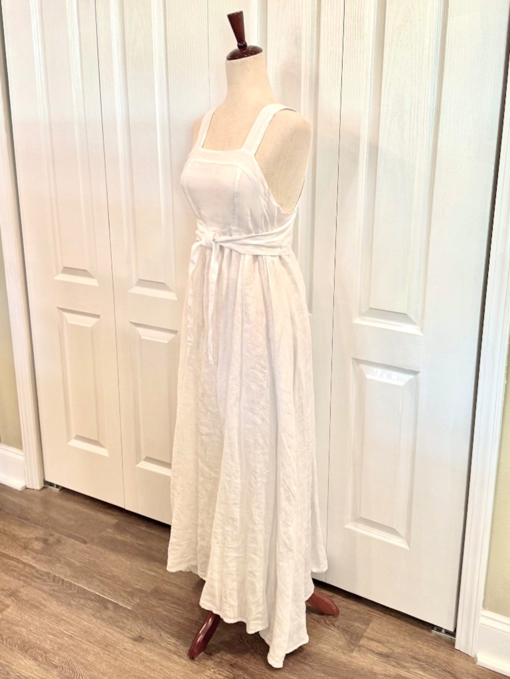 Francesca Bettini, Size L, Linen Maxi Dress, Made in Italy, Smocked Elastic Back